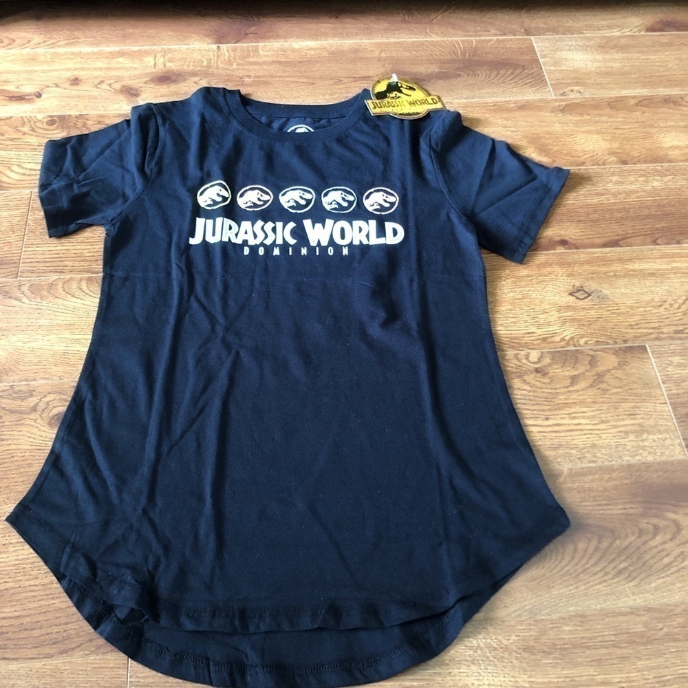 Jurassic Wold Dominion black graphic short sleeve tee in size M
